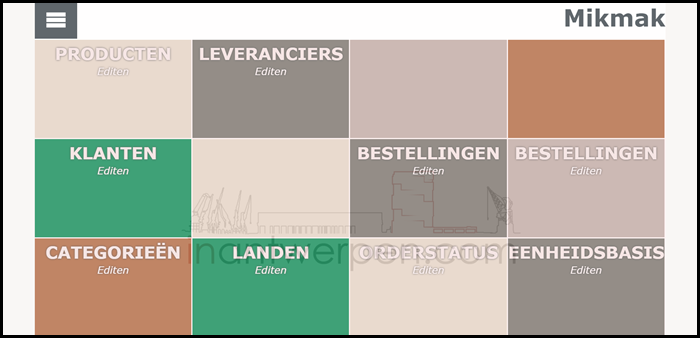Mikmak Admin Index pagina volledig opgemaakt